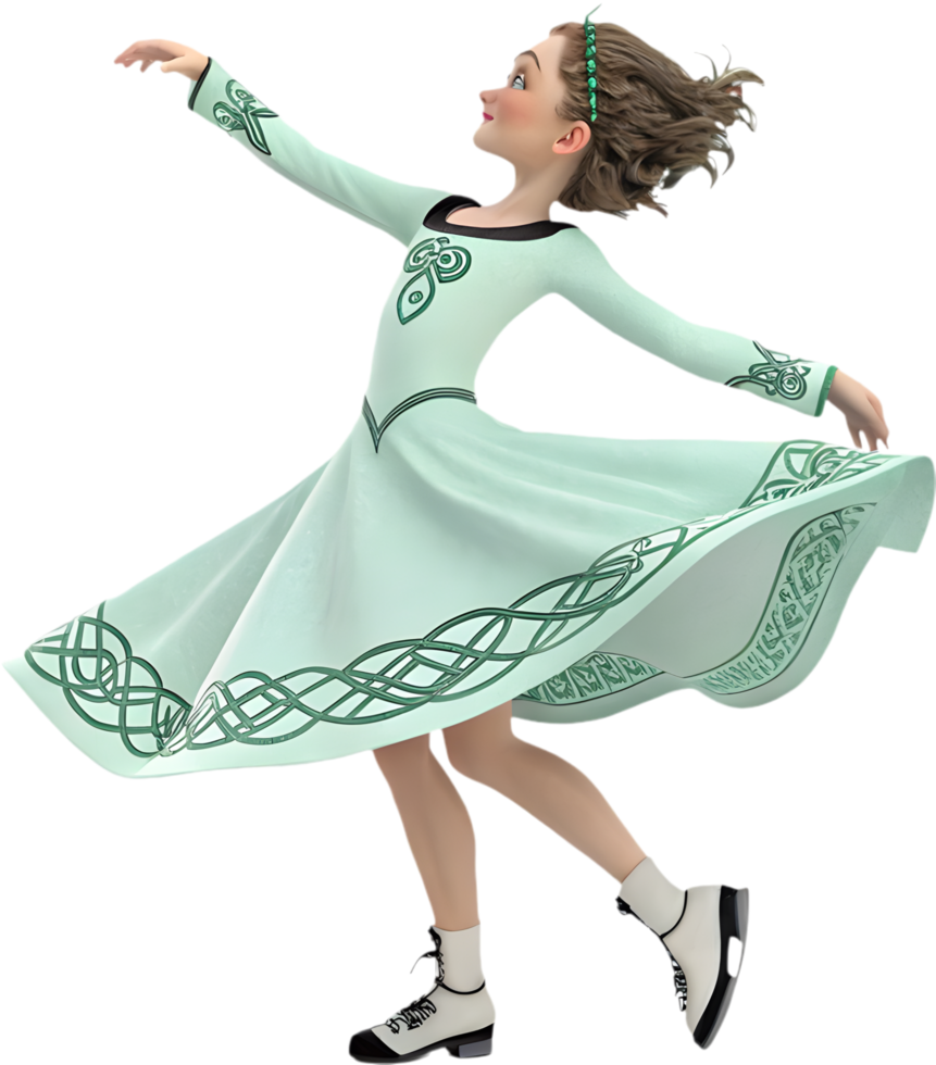 Beautiful Cartoon Girls Dressed for St. Patricks Festival Celebration. . png