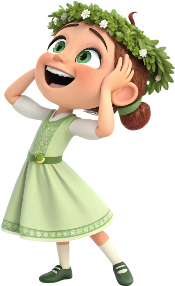 Cute Girls in Stylish Dresses Posing at Festival Decoration Parade. . png