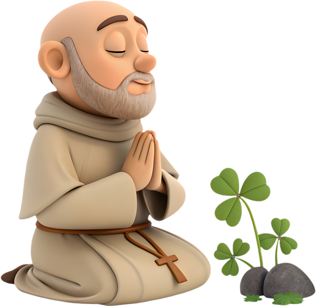 Cartoon Style Saint Patrick Dressed for St. Patricks Cheer. . png