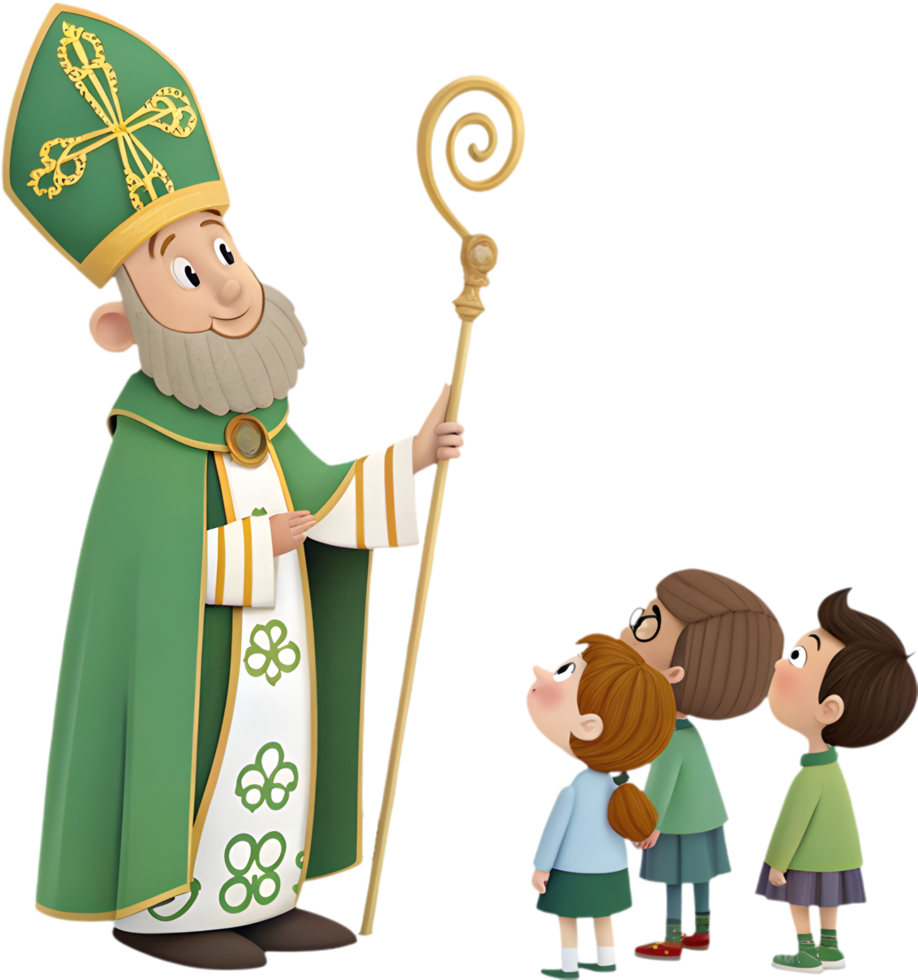 Saint Patrick in Gorgeous Outfit for Holiday Festival Decoration. . png