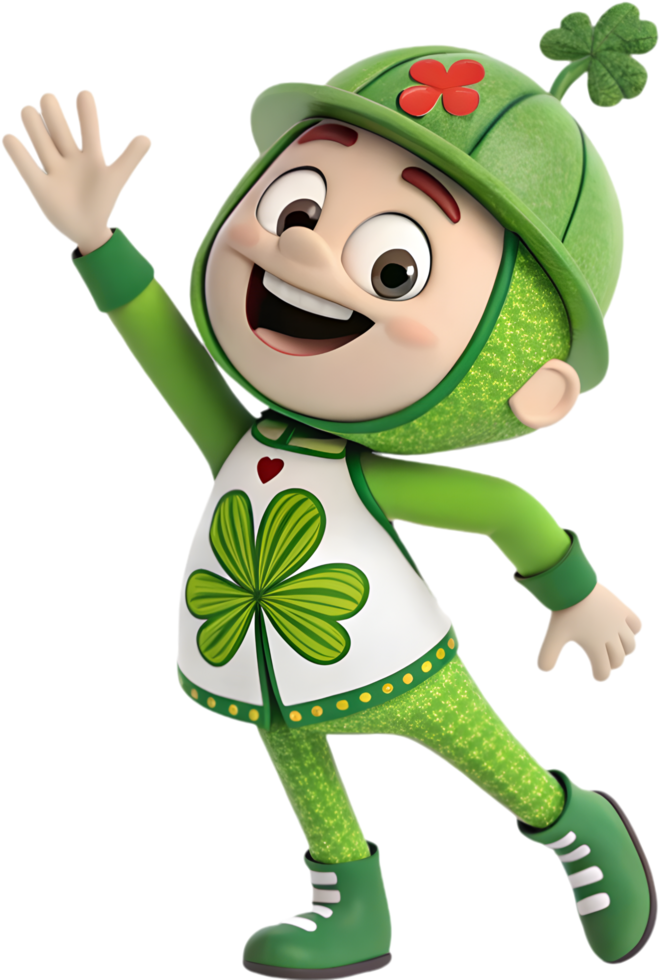 Cute Shamrock Mascot Adorning St. Patricks Festival with Style. . png