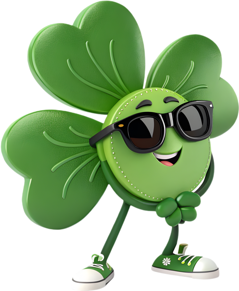 Adorable Shamrock Mascot for Holiday Festival Decoration and Cheer. . png