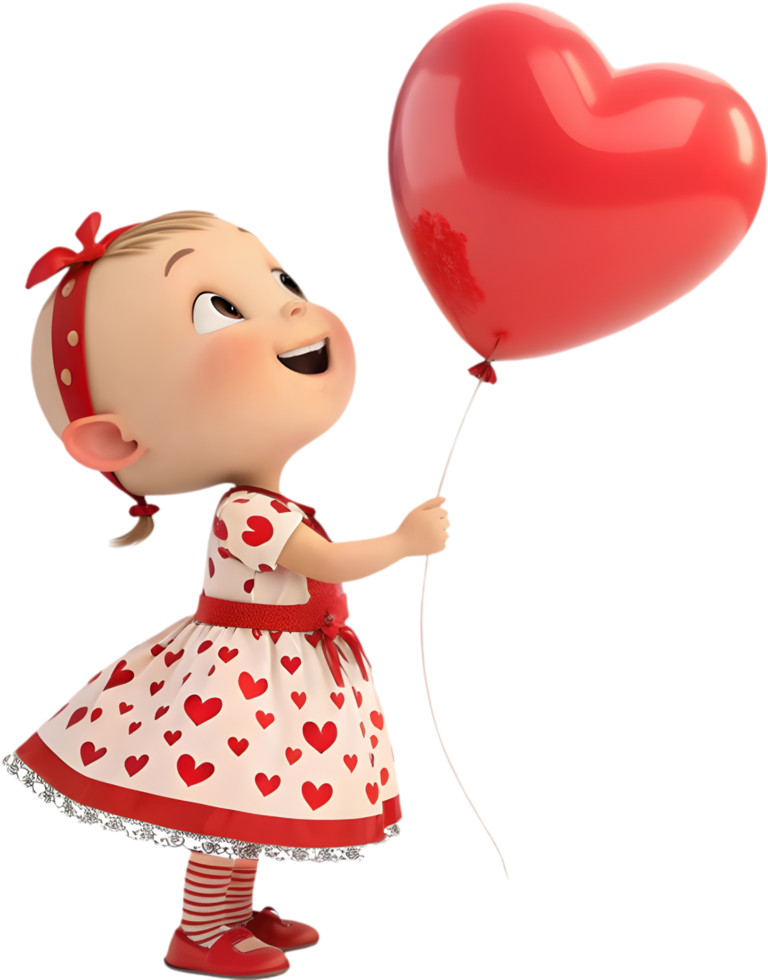 Beautiful Cartoon Baby Girl Adorning Valentines Festival with Cheer. . png