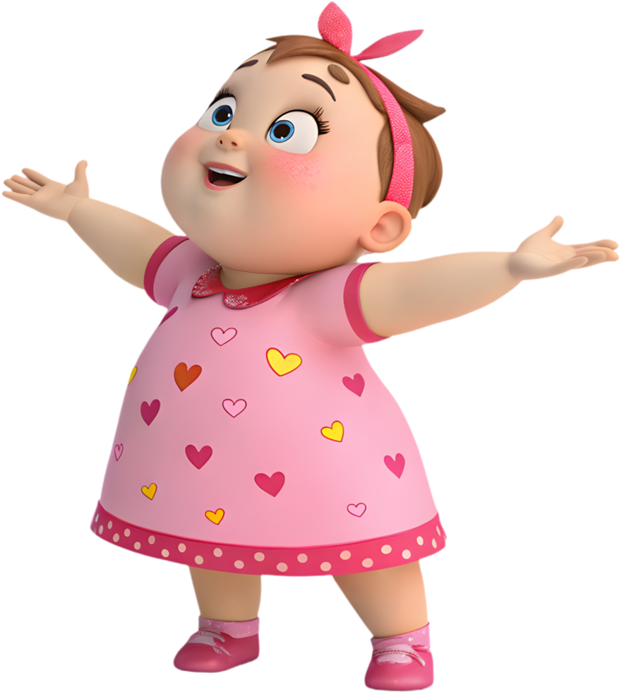Baby Girl in Stylish Outfit for Valentines Festival Fun. . png