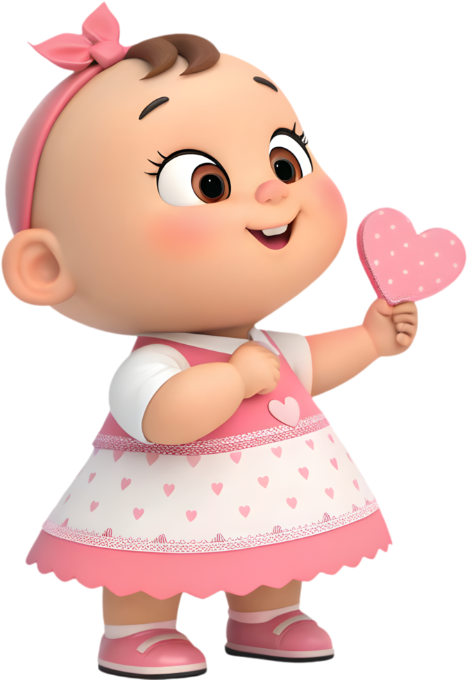 Cute Baby Girl Styled Beautifully for Valentines Holiday Clipart. . png