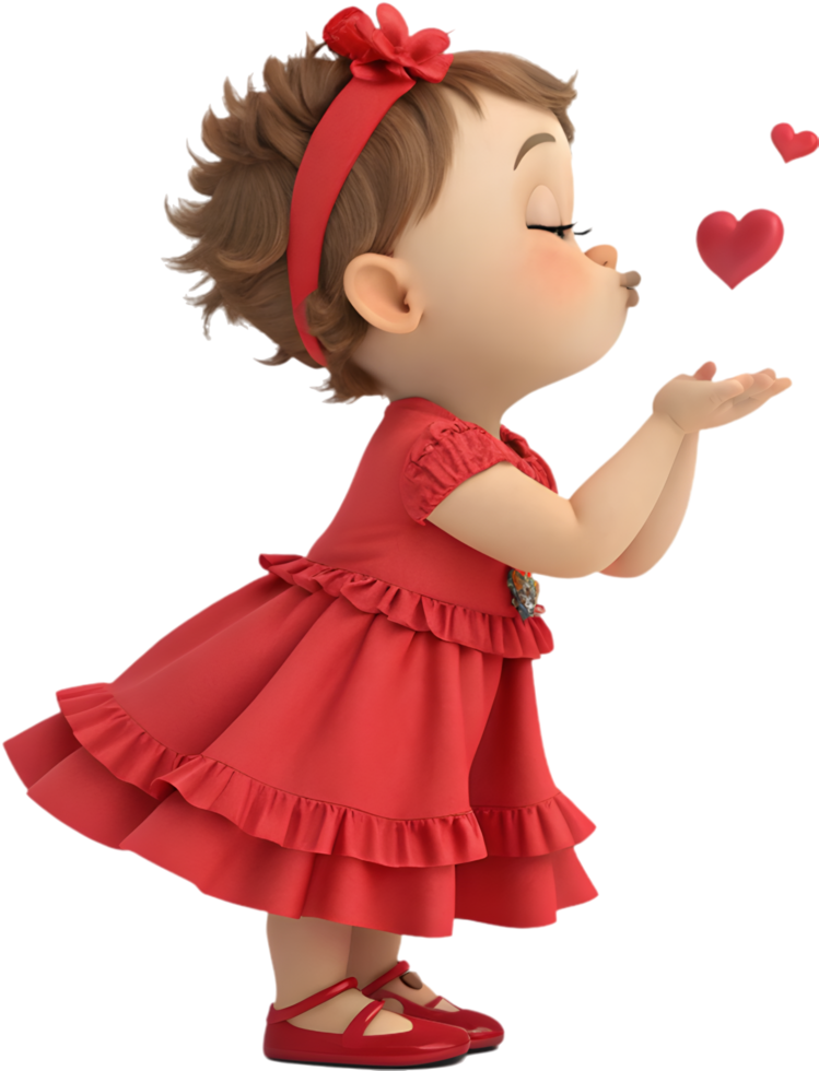 Beautiful Baby Girl at Valentines Festival for Decoration Projects. . png