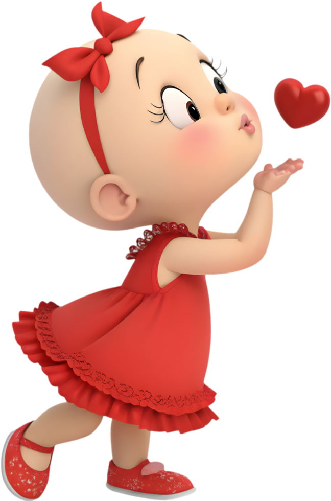 Cute Baby Girl Styled Elegantly for Valentines Day Festival. . png