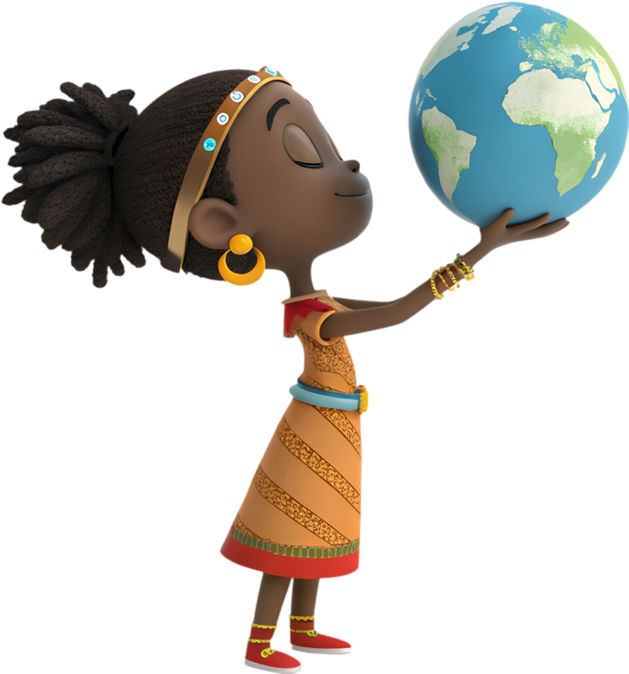 Cute Cartoon Girl at Women s Day Festival Decoration Ideas. . png