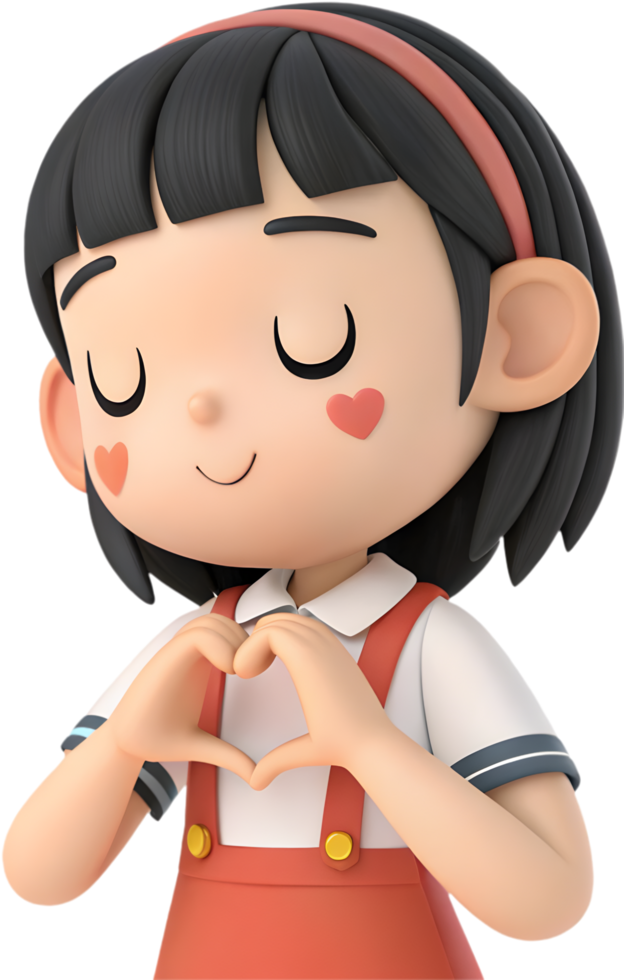 Adorable Cartoon Girl Celebrating Women s Day Festival Relaxing Elegantly. . png