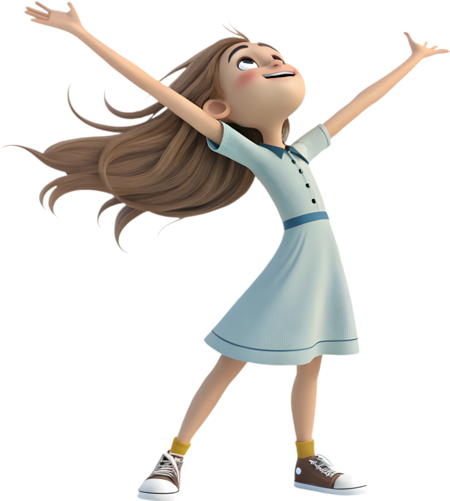 Cute Cartoon Girl Posing Beautifully for Women s Day Cheer. . png