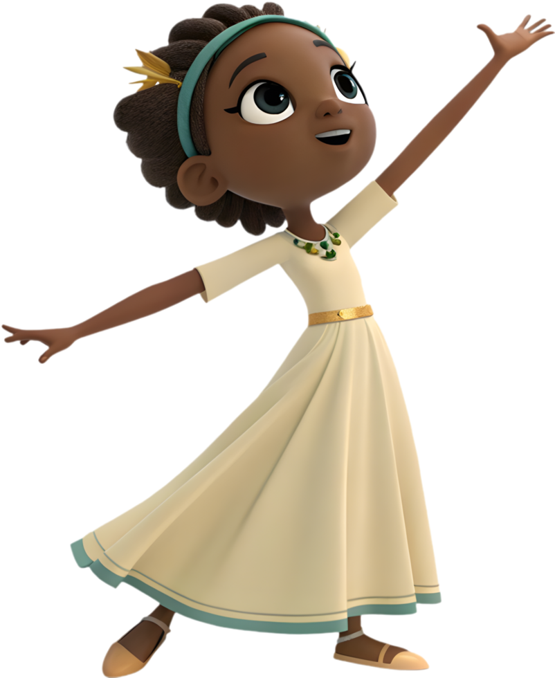 Adorable Cartoon Girl Styled Beautifully for Women s Day Holiday. . png