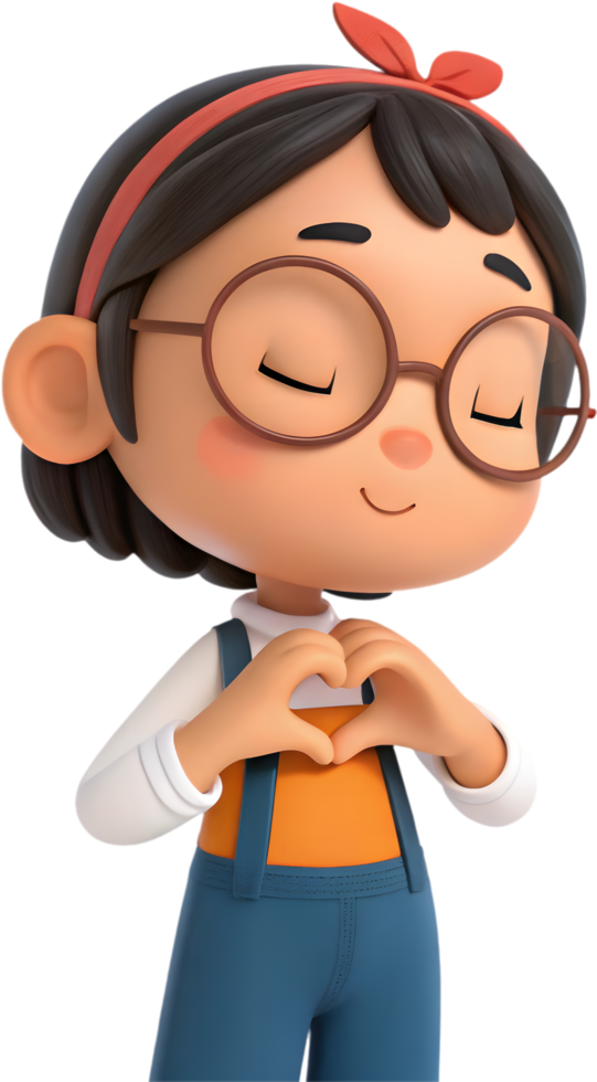 Adorable Women s Day Cartoon Girl Posing for Decoration Cheer. . png