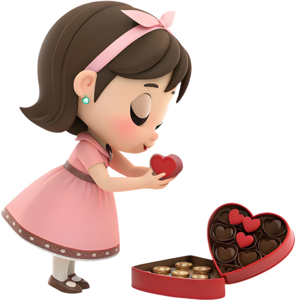 Beautiful Valentines Chocolate Box Showcased by Charming Cartoon. . png