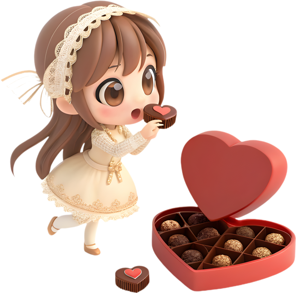 Charming Cartoon Presenting Valentines Day Chocolate Box Delight. . png
