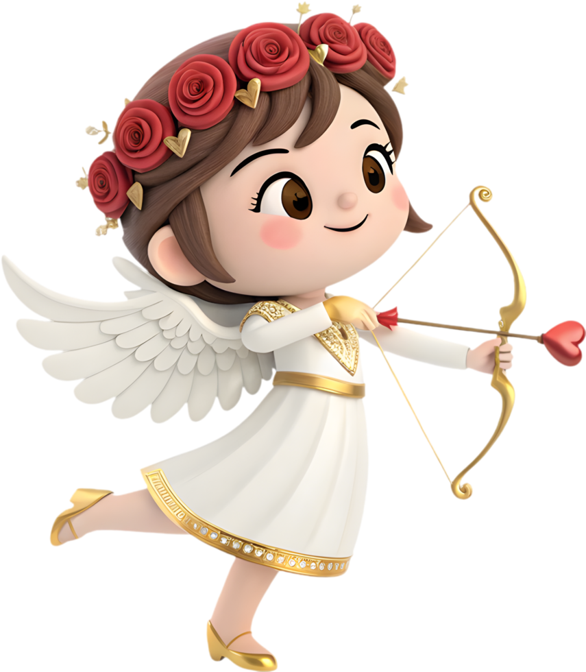 Playful Cupid Kawaii Girl Clipart for Valentines Charm. . png