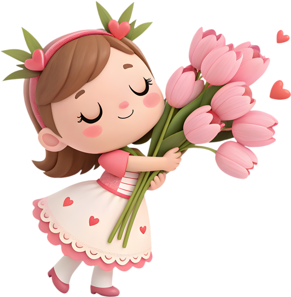 Charming Cartoon Showcases Large Elegant Flower Bouquet for Decorations. . png