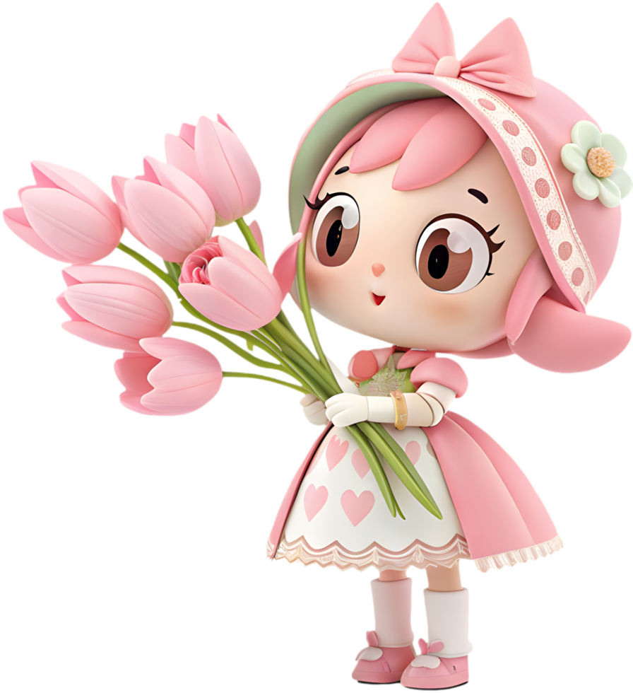 Decorative Flower Bouquet Cartoon Character Illustration for Elegant Charm. . png