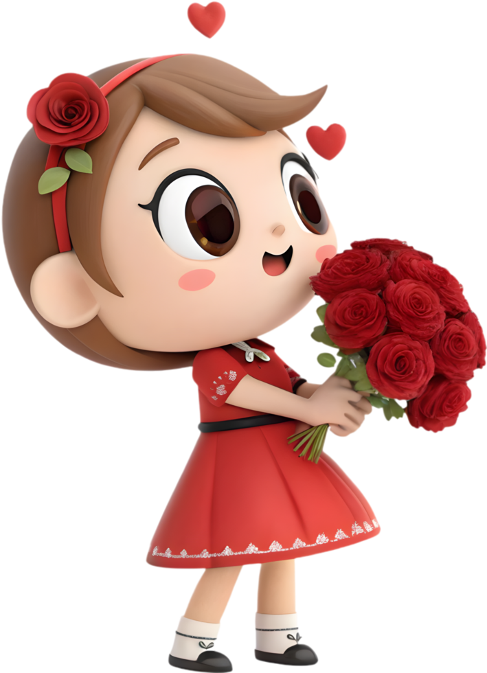 Charming Flower Bouquet Artwork Displayed by Cartoon Character. . png