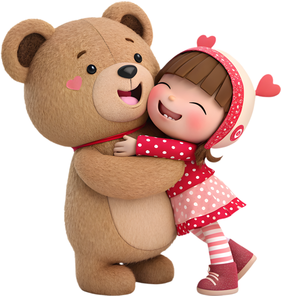 Lovely Kawaii Girl Valentines Day Teddy Bear Clipart Charm. . png