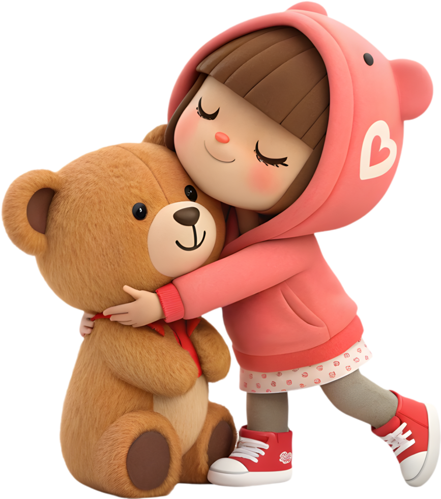 Cartoon Kawaii Girl Teddy Bear Clipart for Valentines Decorations. . png