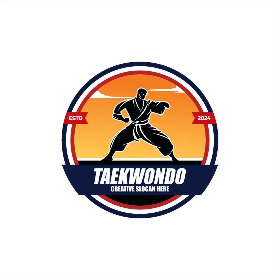 Martial arts silhouette logo illustration. Foreign word below the object means karate. vector