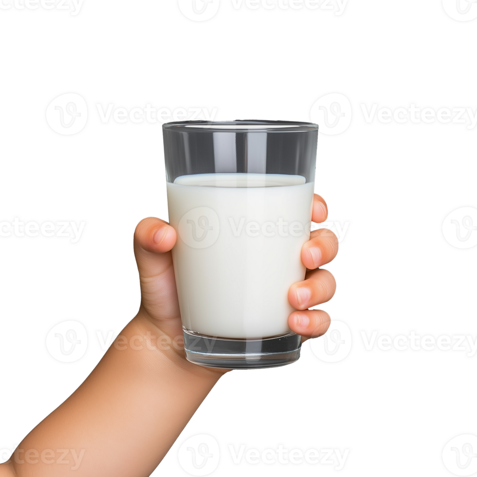 Hand Holding a Glass of Milk with Transparent Background png