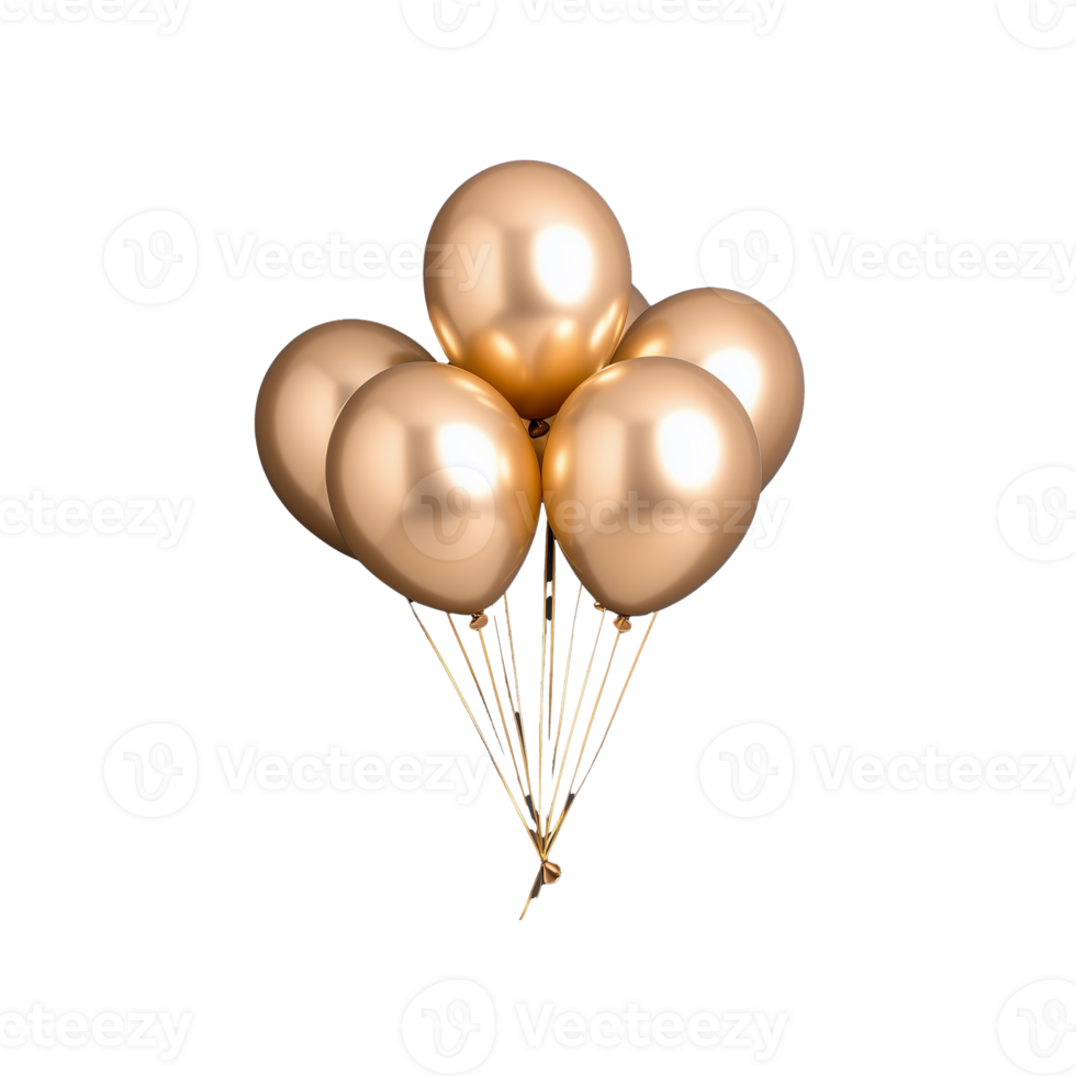 Gold Balloons Cluster with Transparent Background for Celebrations png