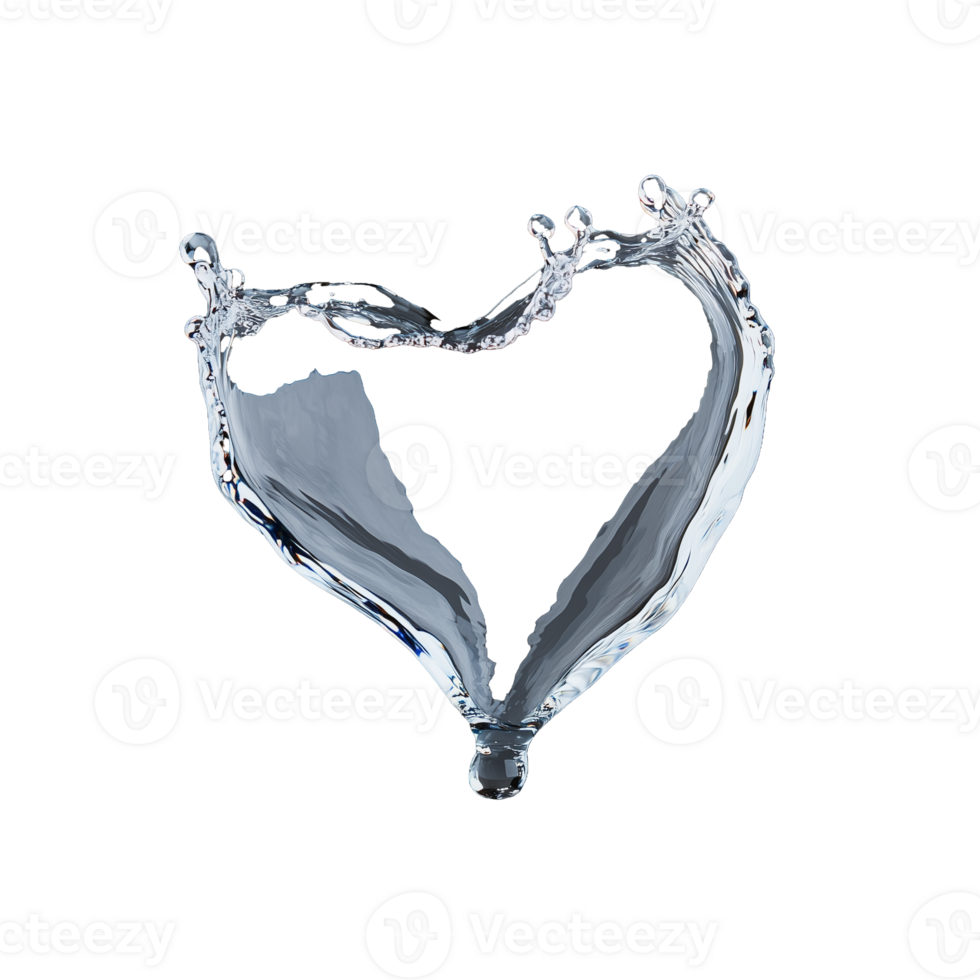 Water splash forming a heart shape on transparent background png