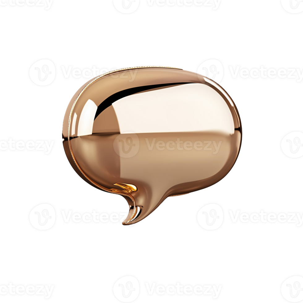 Glossy gold speech bubble icon with transparent background for digital design png