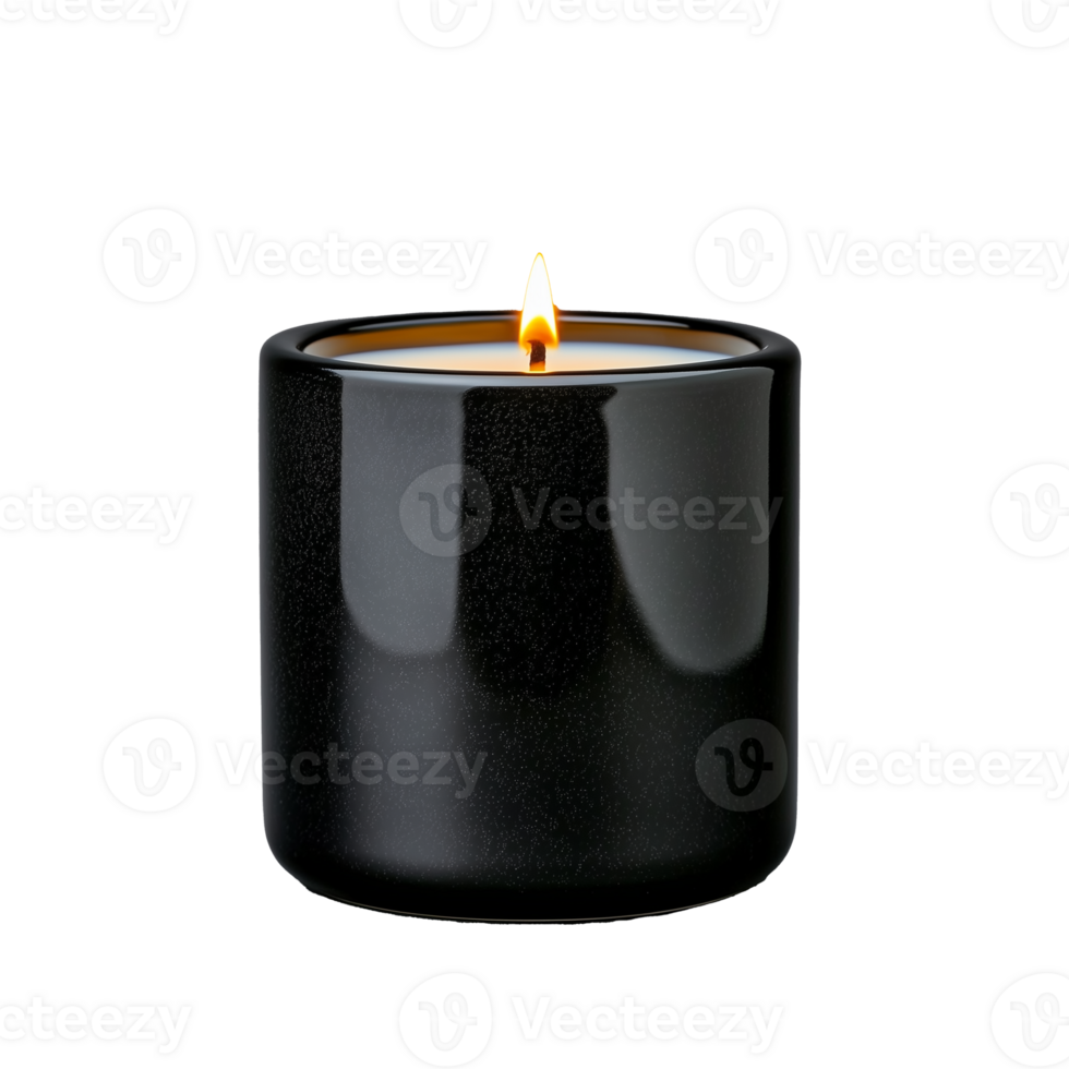 Black Candle with Flame on Transparent Background png