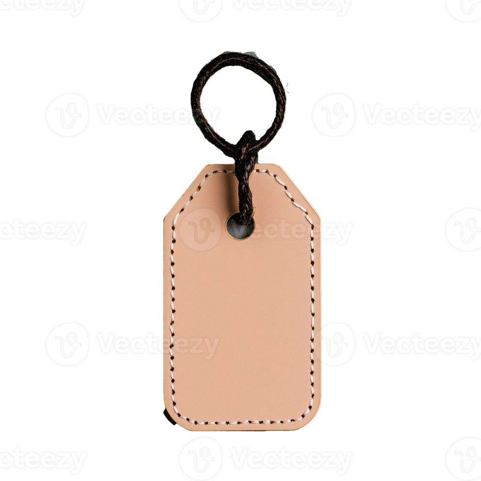Plain Leather Tag with Loop on Transparent Background png