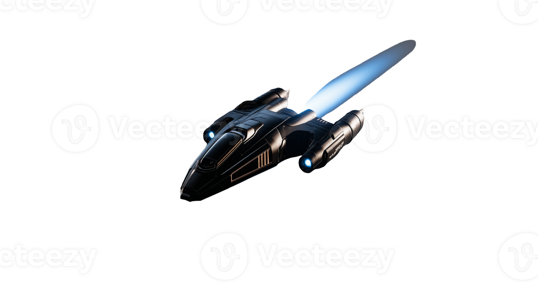Futuristic spaceship design with glowing engines on transparent background png