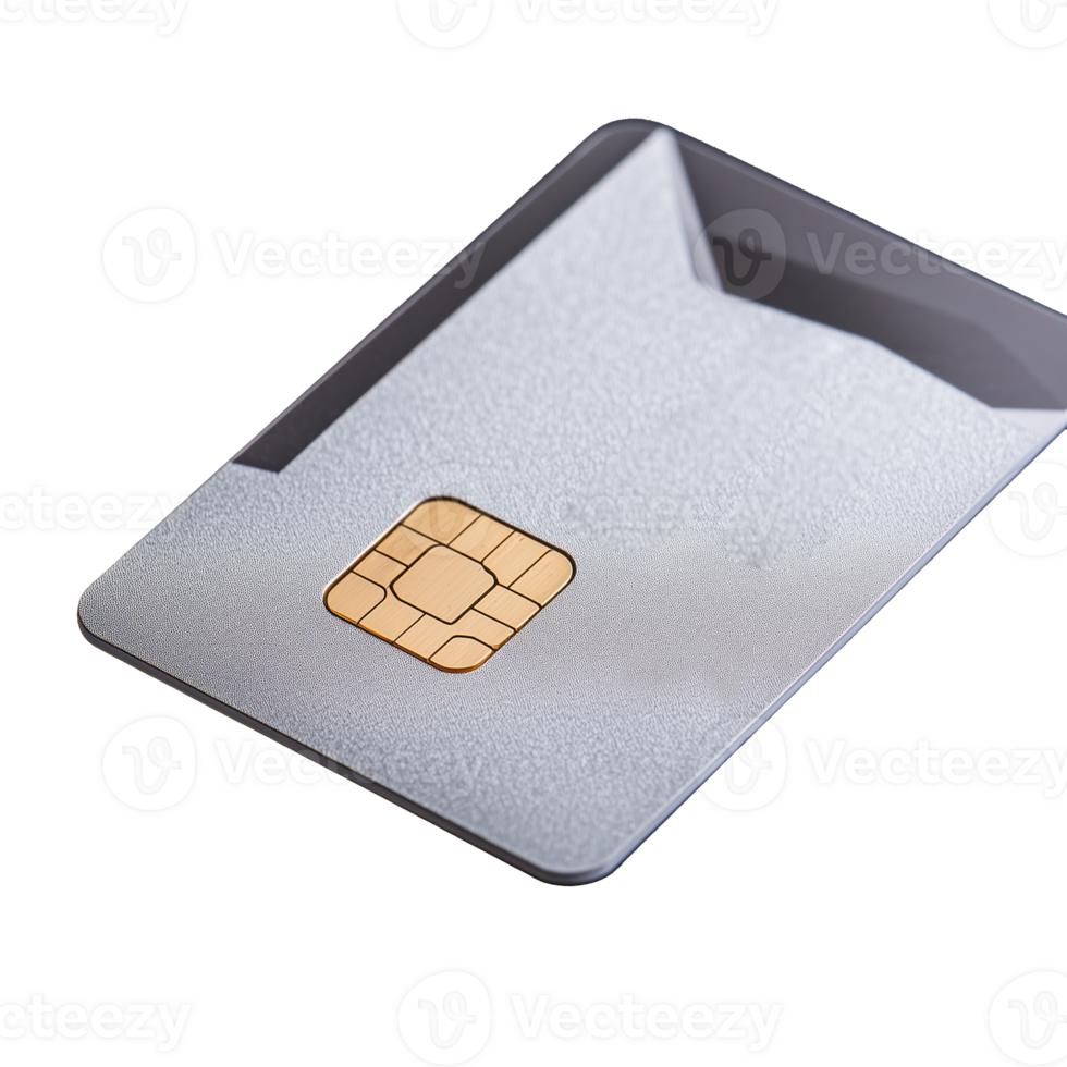 Credit Card with Chip Design on Transparent Background for Financial Applications png