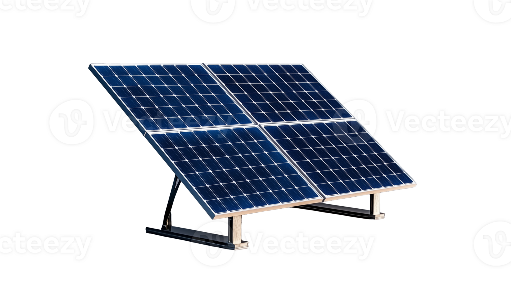 Solar panel array on transparent background showcasing renewable energy technology png