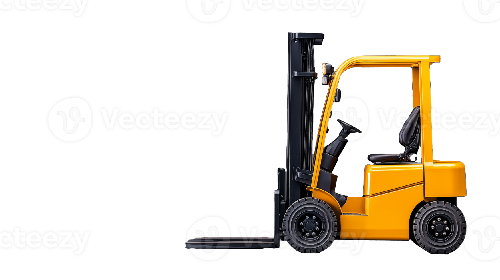 Yellow forklift vehicle with transparent background for industrial use png