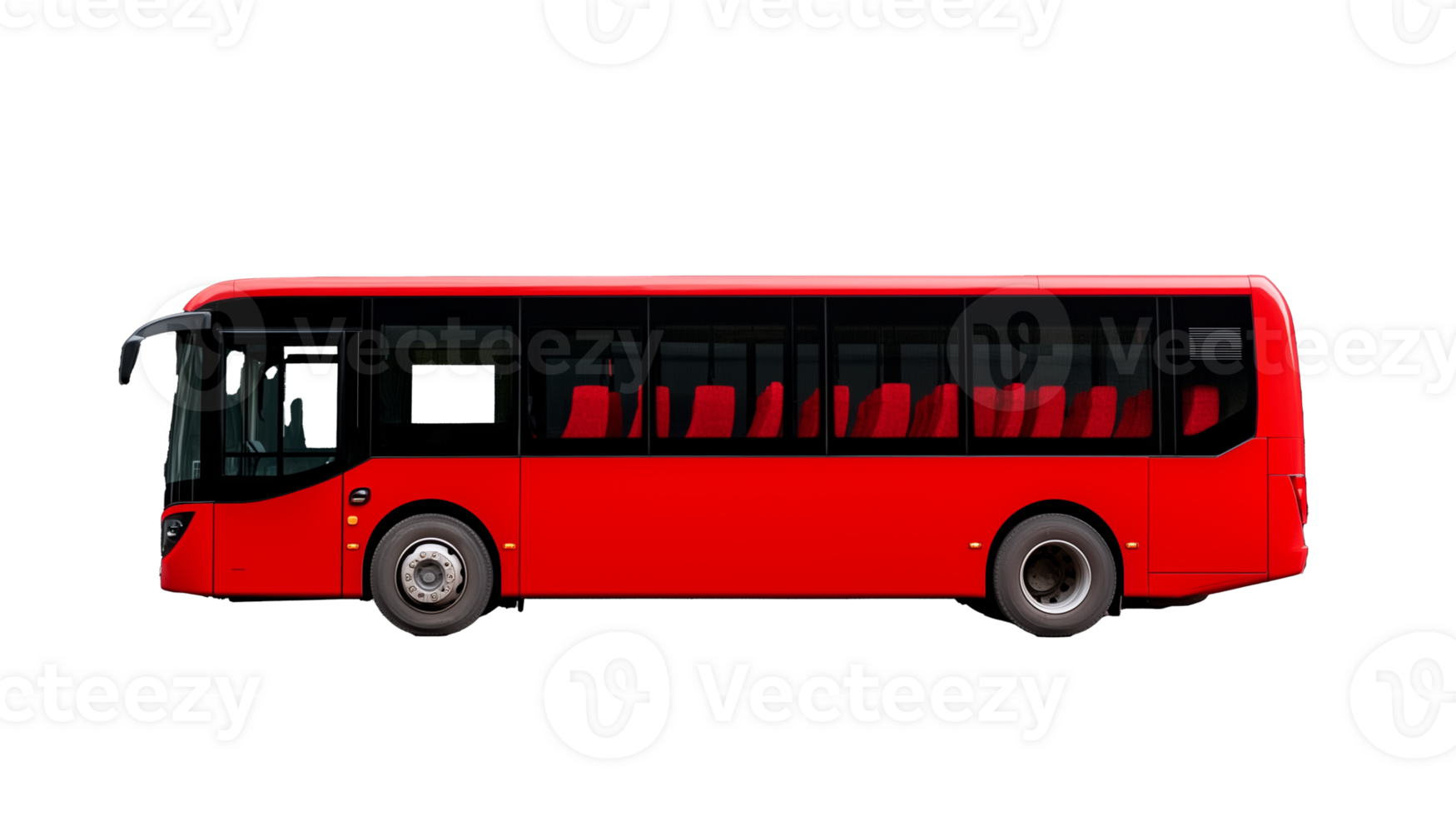 Red City Bus with Detailed Design on Transparent Background png