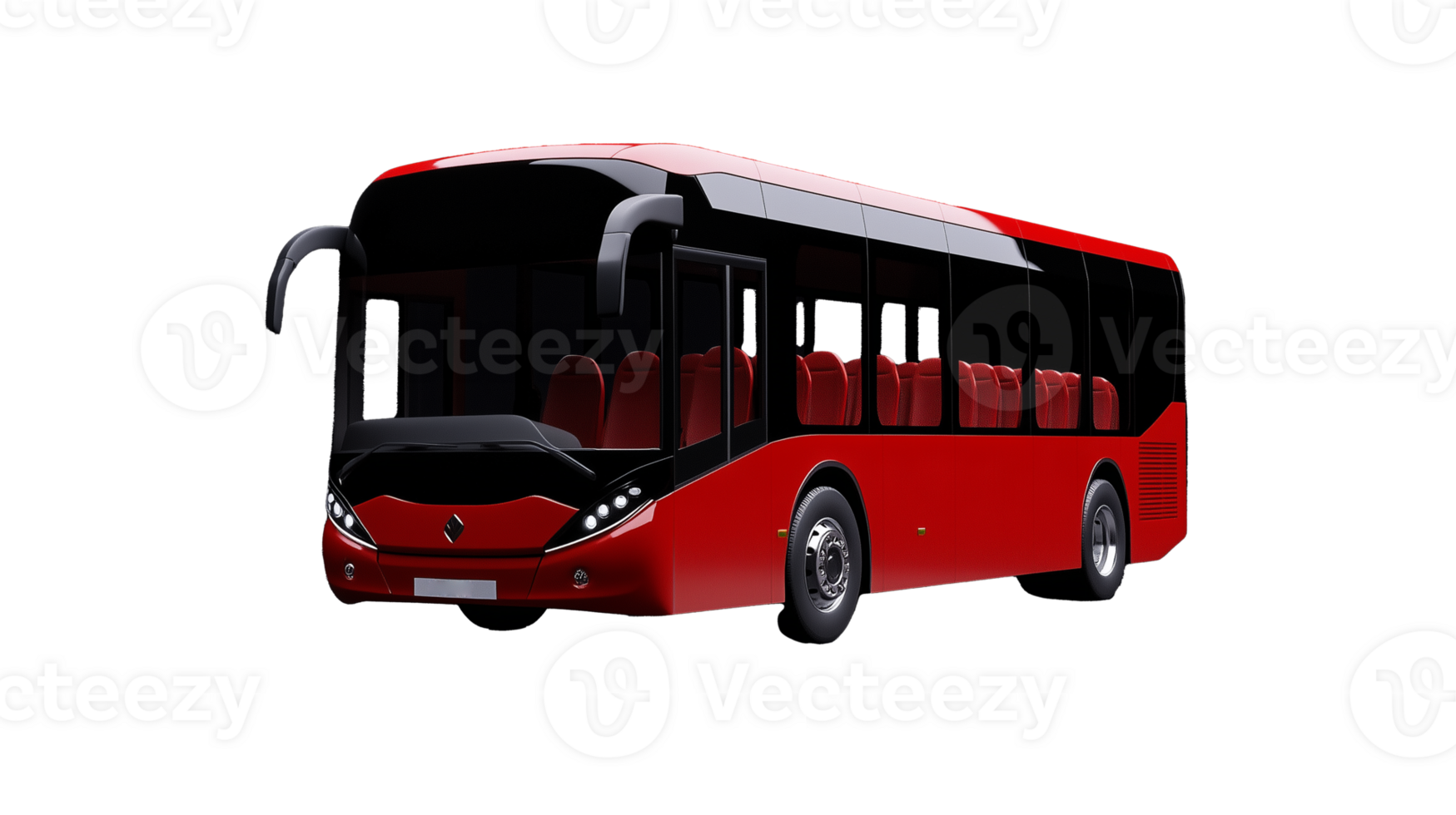 Red City Bus with Detailed Design on Transparent Background png