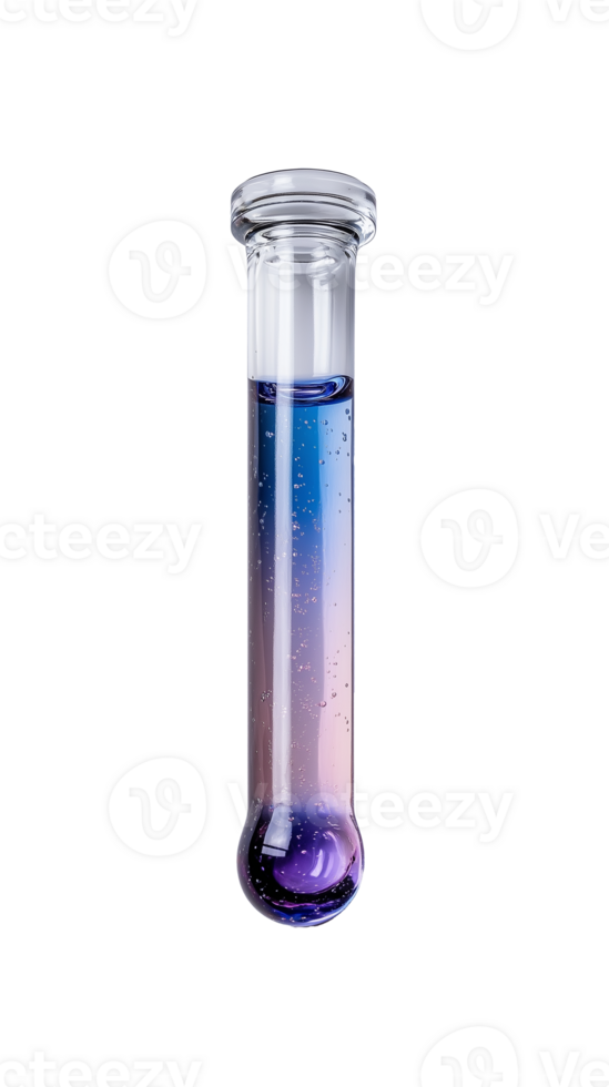 Colorful liquid in test tube with transparent background for scientific illustrations png