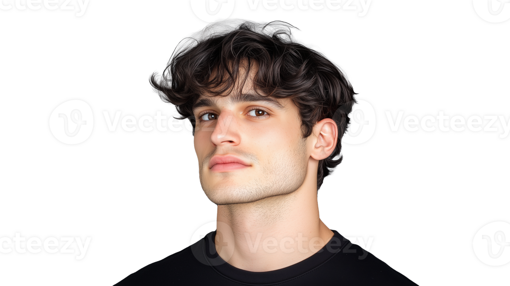 Young Man Portrait on Transparent Background with Natural Expression and Stylish Hair png