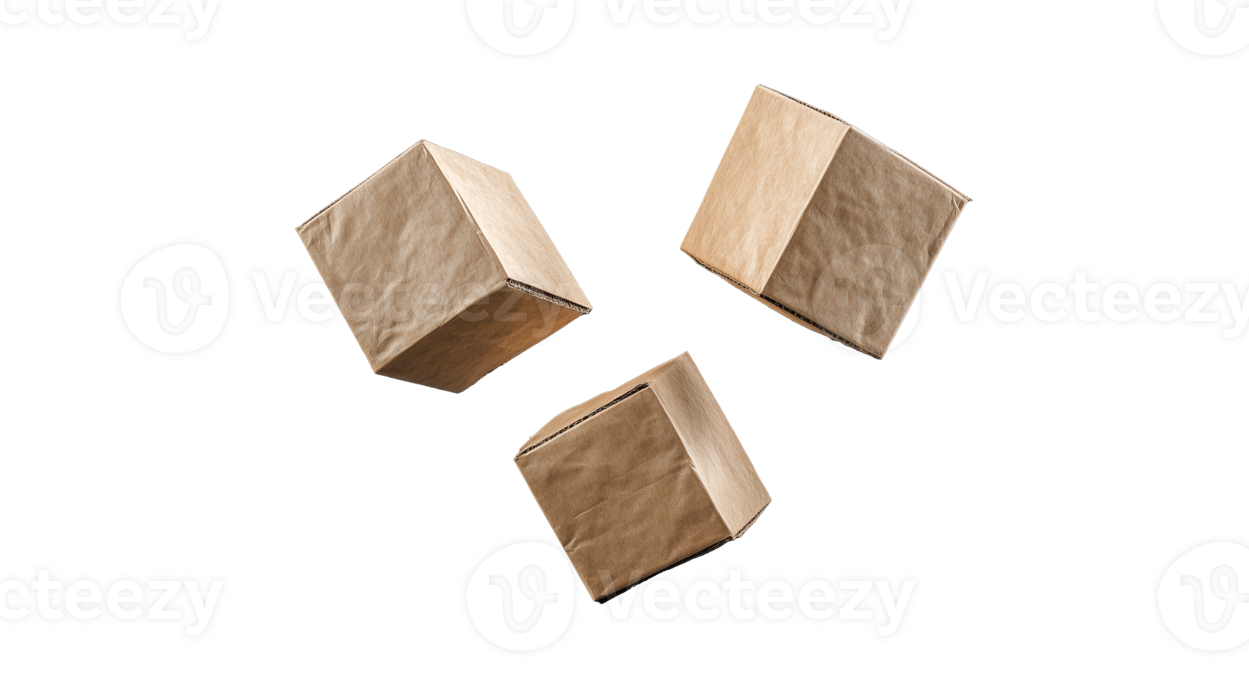 Three textured cubes on transparent background showcasing natural colors and shapes png