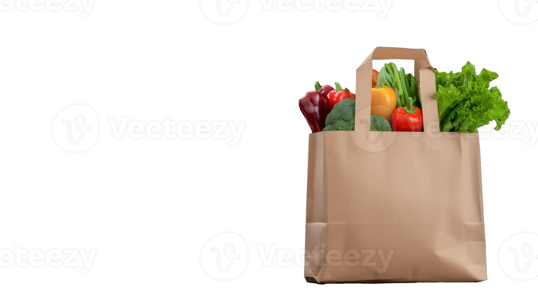 Fresh Vegetables and Fruits in a Brown Paper Bag on Transparent Background png