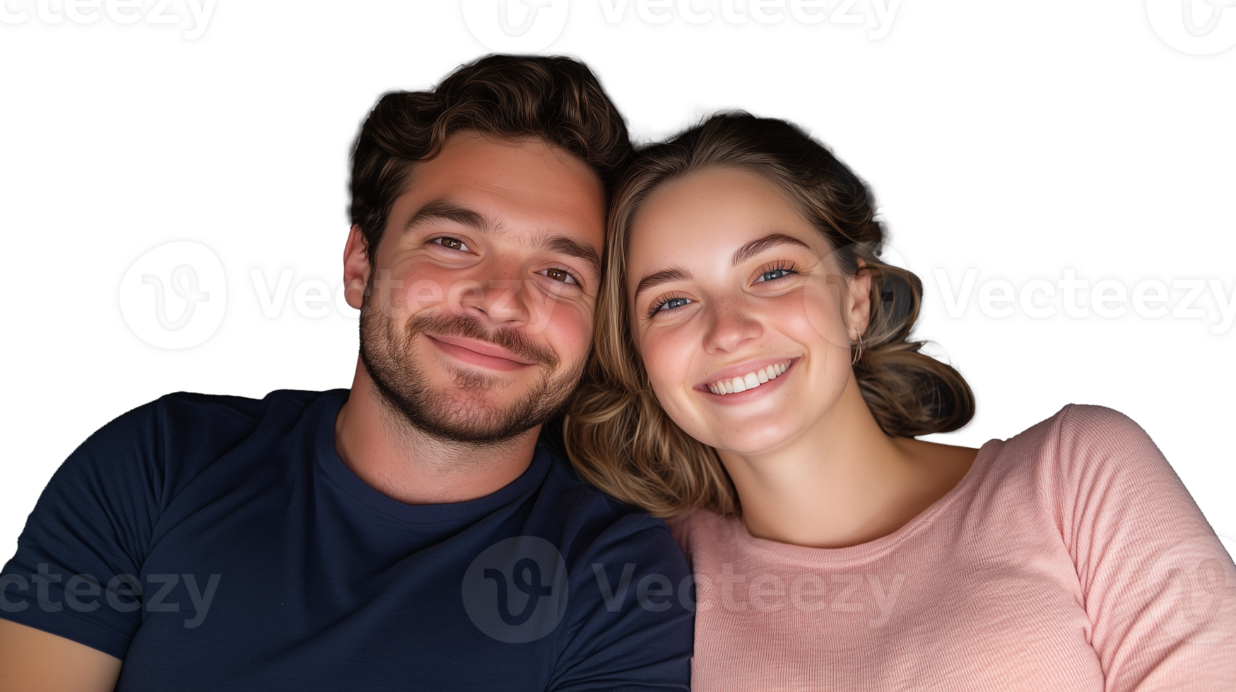 Smiling couple portrait with transparent background showcasing happiness and connection png