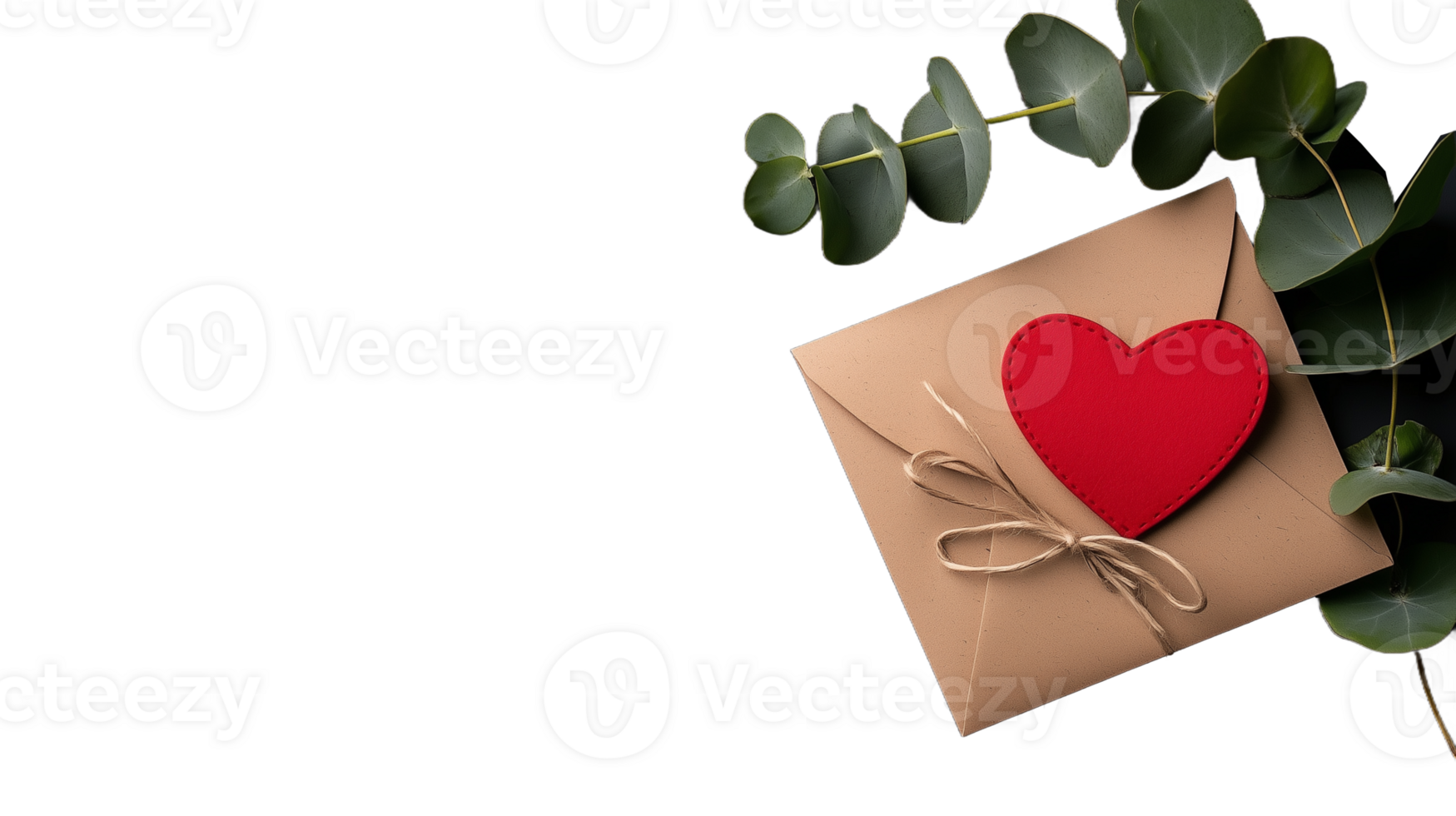 Heart-Shaped Felt Decoration on Craft Envelope with Transparent Background png