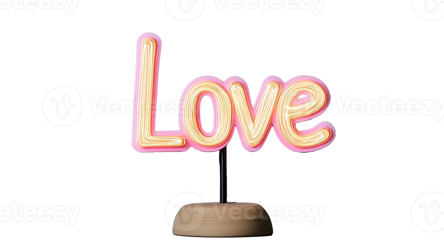 Love Sign Neon Light with Transparent Background Featuring Bright Colors png