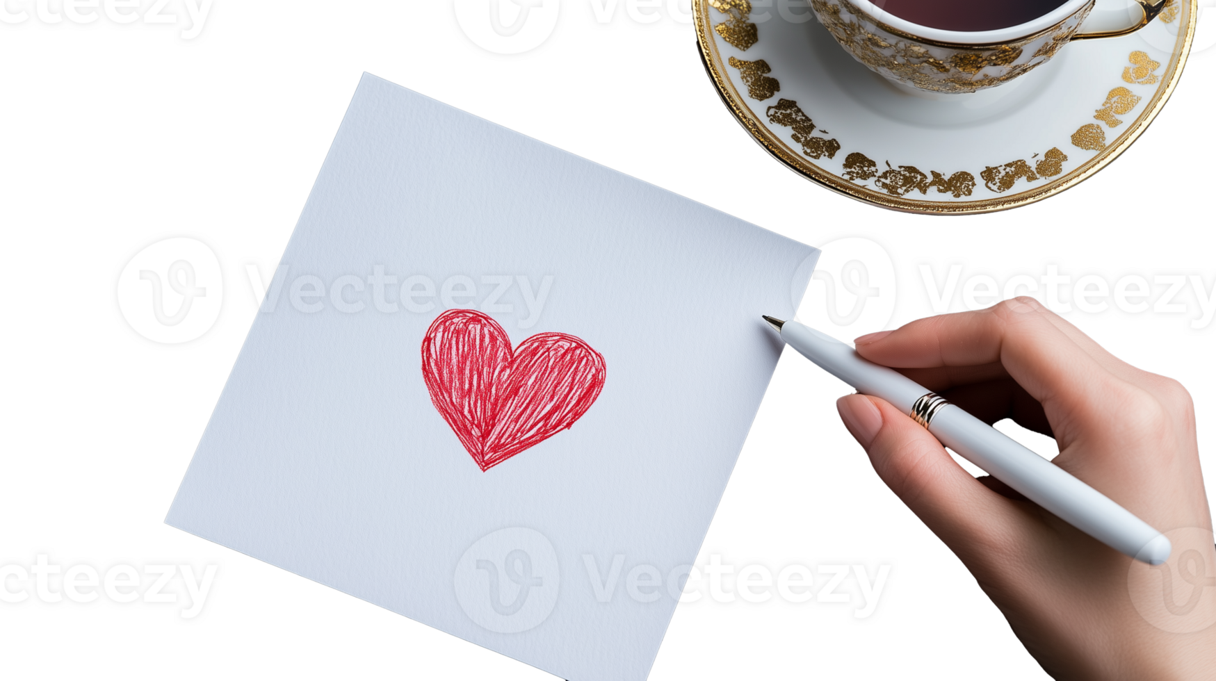 Hand Drawing a Heart on Paper with a Transparent Background png