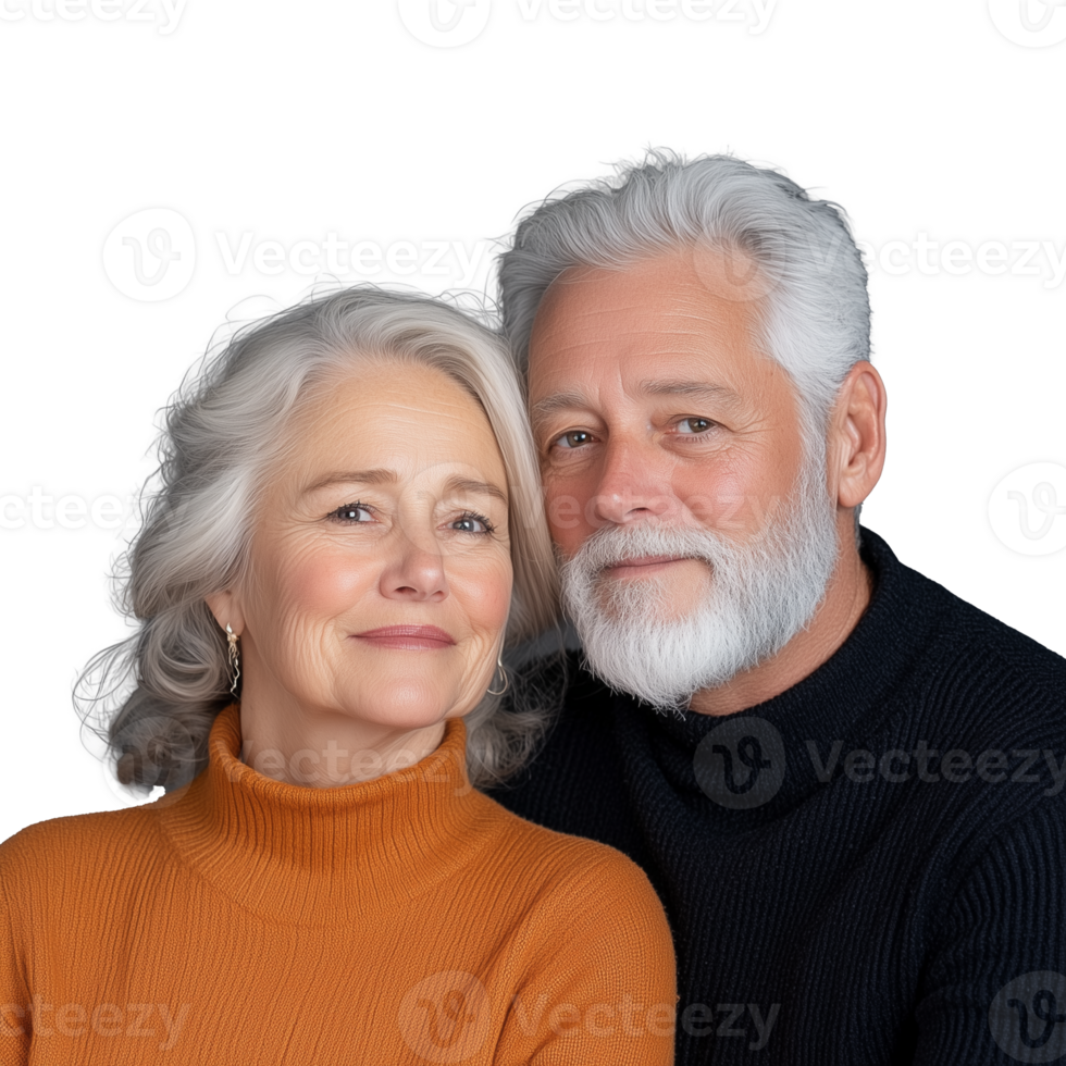 Elderly Couple Portrait with Transparent Background for Creative Use png