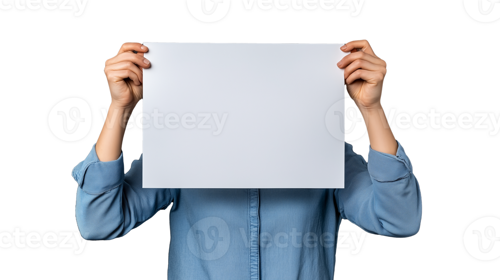 Person Holding Blank White Board with Transparent Background for Display png