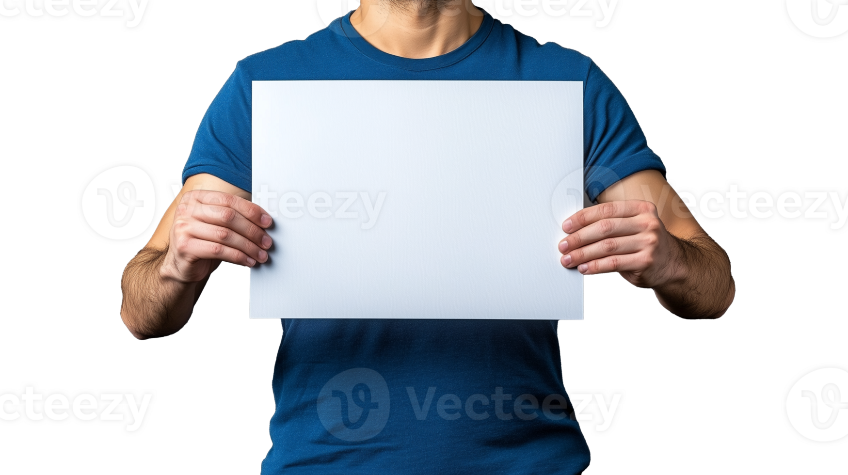 Person holding blank white paper on transparent background for customizable designs png