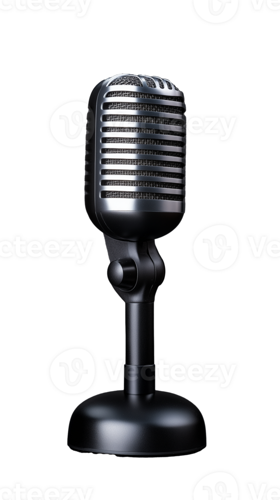 Vintage microphone design on transparent background for audio and music use png