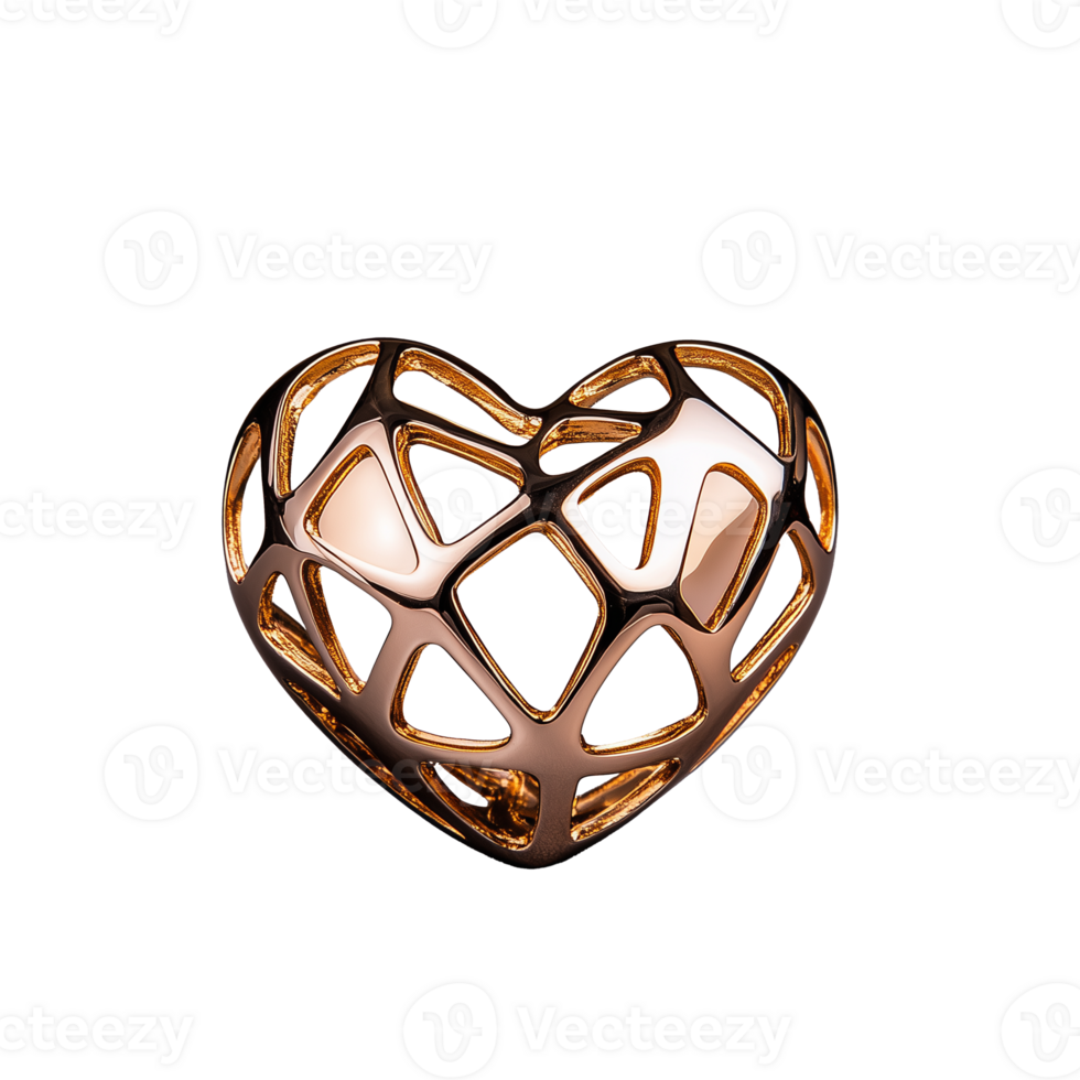 Heart-shaped pendant design with intricate pattern on transparent background png